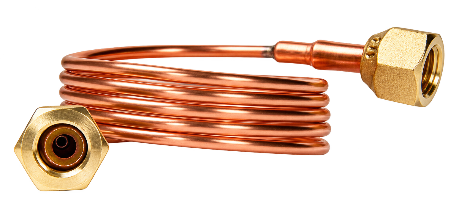 Refrigeration copper capillary tube with brass flare nuts