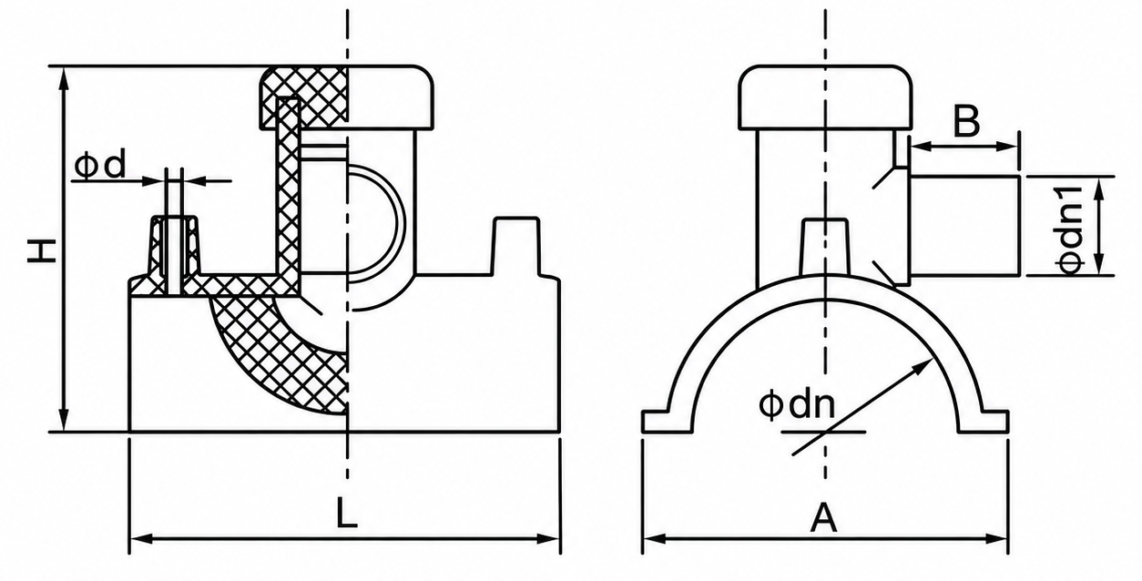 Electrofusion Tapping Tee technical drawing