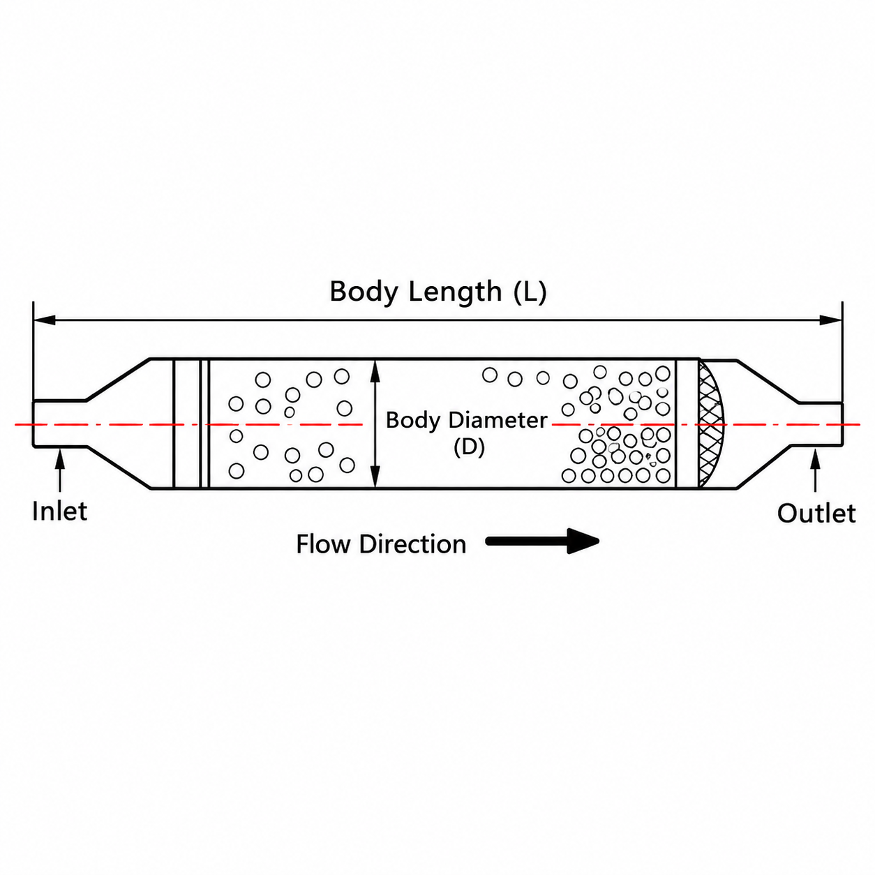 Single-Tube Filter Drier dimension drawing