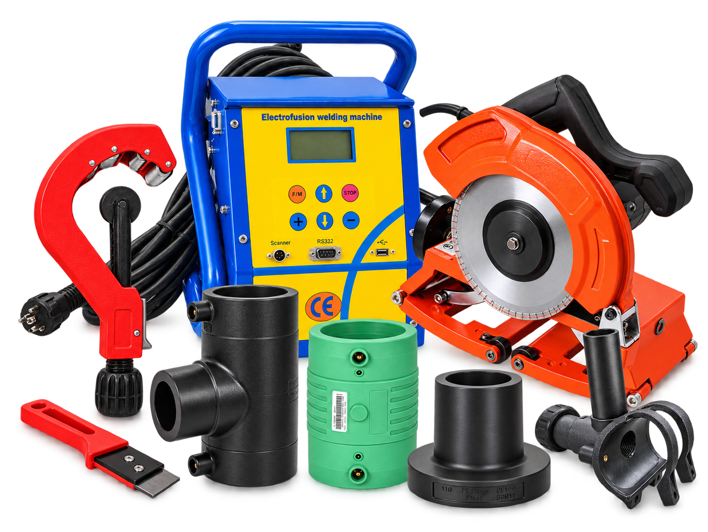 HDPE electrofusion fittings, welding machine and pipe installation tools