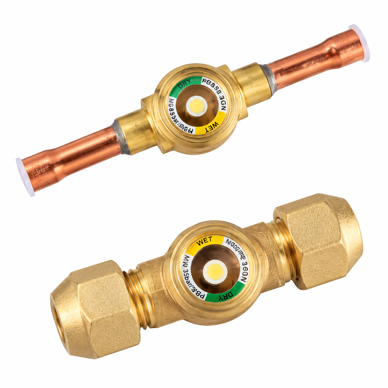 Brass refrigeration sight glass models with ODF and SAE connections